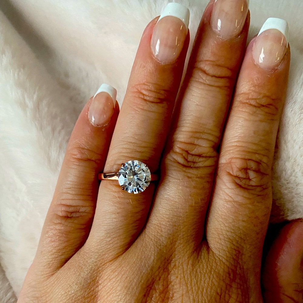 Rose gold over sterling CZ solitaire